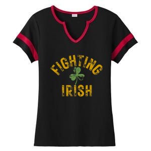 Fighting Irish History Gold Shamrock Ladies Halftime Notch Neck Tee