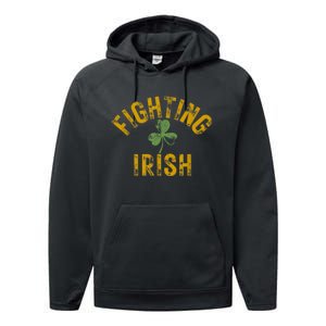 Fighting Irish History Gold Shamrock Performance Fleece Hoodie