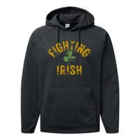 Fighting Irish History Gold Shamrock Performance Fleece Hoodie