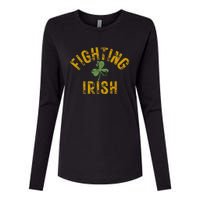 Fighting Irish History Gold Shamrock Womens Cotton Relaxed Long Sleeve T-Shirt