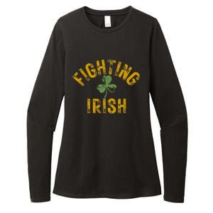 Fighting Irish History Gold Shamrock Womens CVC Long Sleeve Shirt