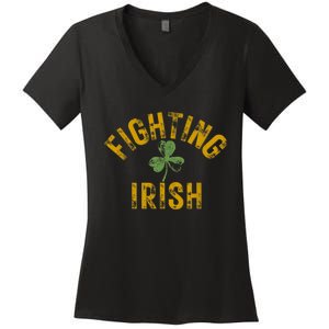 Fighting Irish History Gold Shamrock Women's V-Neck T-Shirt