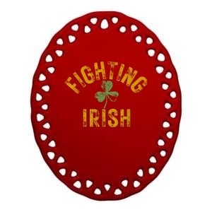 Fighting Irish History Gold Shamrock Ceramic Oval Ornament