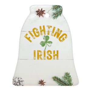 Fighting Irish History Gold Shamrock Ceramic Bell Ornament