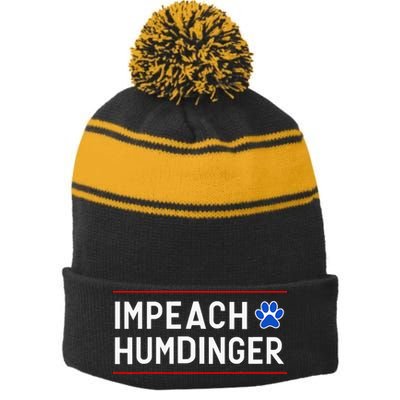 Funny Impeach Humdinger Tee Stripe Pom Pom Beanie