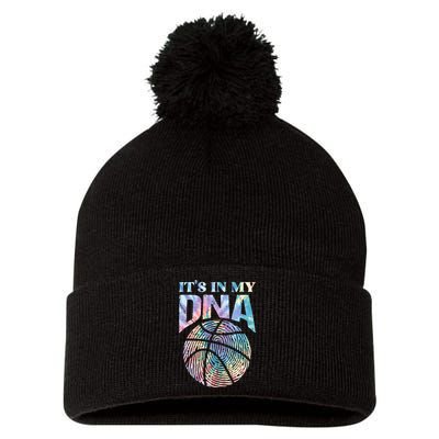 Funny Its In My DNA Girls Basketball Lover Basketball Fan Pom Pom 12in Knit Beanie