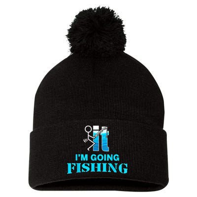 Fuck It Im Going Fishing Pom Pom 12in Knit Beanie