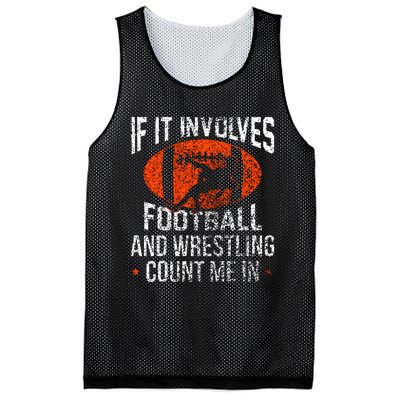 Funny If It Involves Football and Wrestling Count Me Fan Mesh Reversible Basketball Jersey Tank