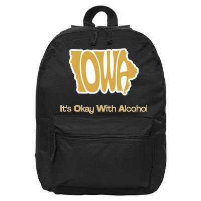 Funny Iowa Its Okay With Alcohol Iowa Joke Gift 16 in Basic Backpack