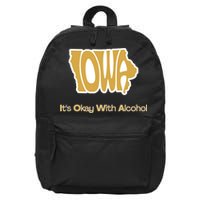 Funny Iowa Its Okay With Alcohol Iowa Joke Gift 16 in Basic Backpack