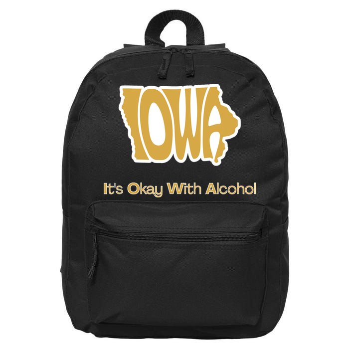 Funny Iowa Its Okay With Alcohol Iowa Joke Gift 16 in Basic Backpack