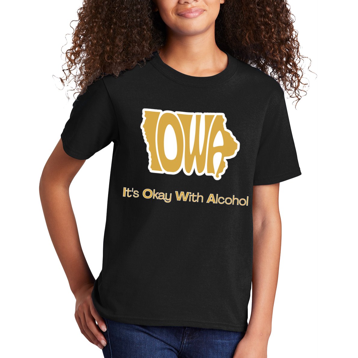 Funny Iowa Its Okay With Alcohol Iowa Joke Gift Kids T-Shirt