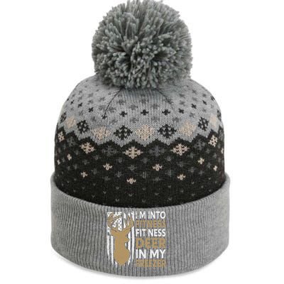 Funny I'm Into Fitness Fit'Ness Deer In My Freezer Deer The Baniff Cuffed Pom Beanie