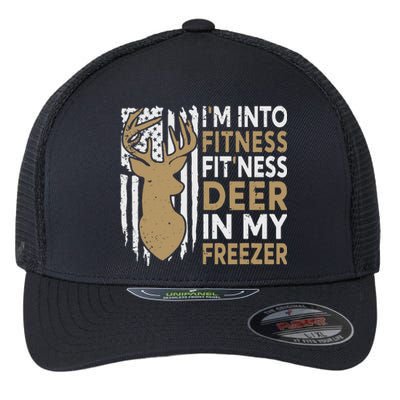 Funny I'm Into Fitness Fit'Ness Deer In My Freezer Deer Flexfit Unipanel Trucker Cap