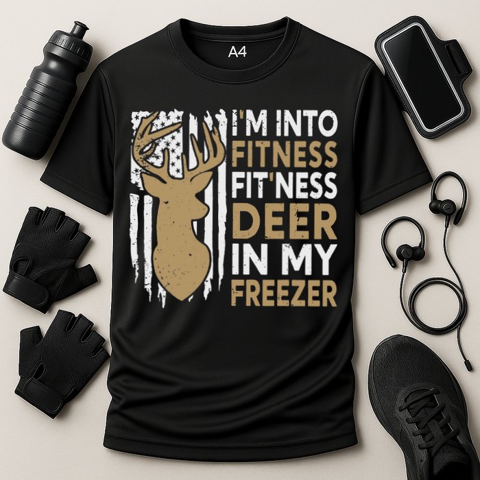Funny I'm Into Fitness Fit'Ness Deer In My Freezer Deer Cooling Performance Crew T-Shirt