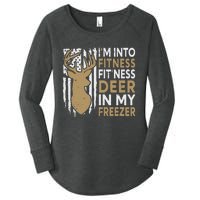 Funny I'm Into Fitness Fit'Ness Deer In My Freezer Deer Women's Perfect Tri Tunic Long Sleeve Shirt