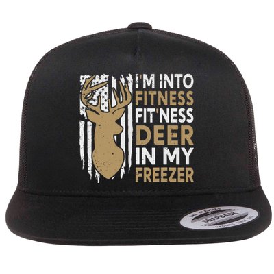 Funny I'm Into Fitness Fit'Ness Deer In My Freezer Deer Flat Bill Trucker Hat