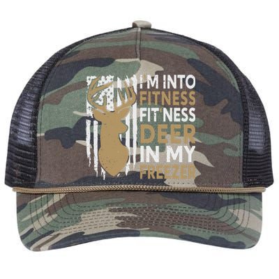 Funny I'm Into Fitness Fit'Ness Deer In My Freezer Deer Retro Rope Trucker Hat Cap