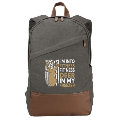 Funny I'm Into Fitness Fit'Ness Deer In My Freezer Deer Cotton Canvas Backpack