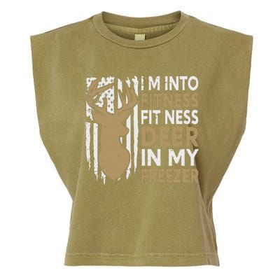 Funny I'm Into Fitness Fit'Ness Deer In My Freezer Deer Garment-Dyed Women's Muscle Tee