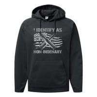 Funny I Identify As NonBidenary American Flag Performance Fleece Hoodie