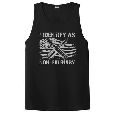 Funny I Identify As NonBidenary American Flag PosiCharge Competitor Tank