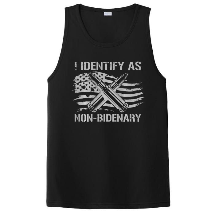 Funny I Identify As NonBidenary American Flag PosiCharge Competitor Tank