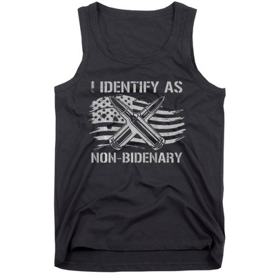 Funny I Identify As NonBidenary American Flag Tank Top