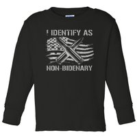 Funny I Identify As NonBidenary American Flag Toddler Long Sleeve Shirt