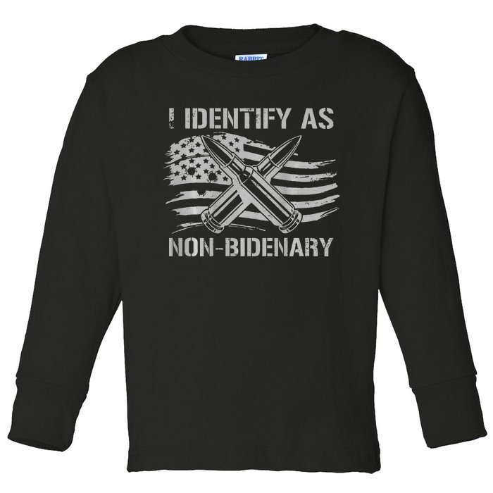 Funny I Identify As NonBidenary American Flag Toddler Long Sleeve Shirt