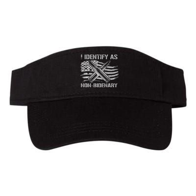 Funny I Identify As NonBidenary American Flag Valucap Bio-Washed Visor