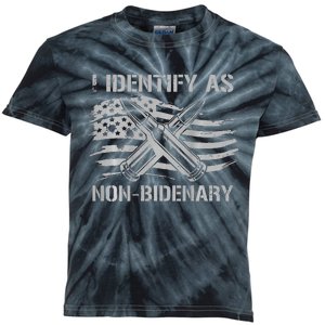 Funny I Identify As NonBidenary American Flag Kids Tie-Dye T-Shirt