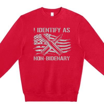 Funny I Identify As NonBidenary American Flag Premium Crewneck Sweatshirt