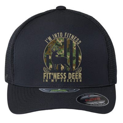 Funny IM Into Fitness FitNess Deer In My Freezer Deer Flexfit Unipanel Trucker Cap