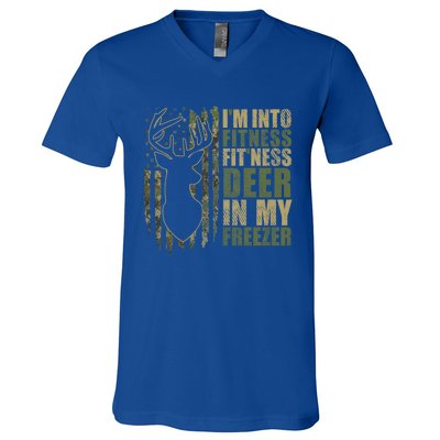 Funny IM Into Fitness FitNess Deer In My Freezer Deer V-Neck T-Shirt