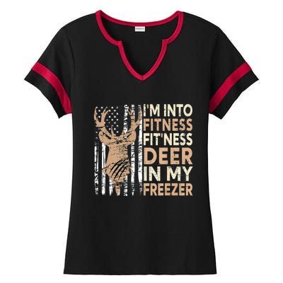 Funny IM Into Fitness FitNess Deer In My Freezer Deer Ladies Halftime Notch Neck Tee