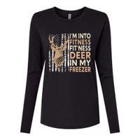 Funny IM Into Fitness FitNess Deer In My Freezer Deer Womens Cotton Relaxed Long Sleeve T-Shirt