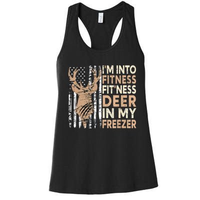 Funny IM Into Fitness FitNess Deer In My Freezer Deer Women's Racerback Tank