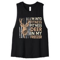 Funny IM Into Fitness FitNess Deer In My Freezer Deer Women's Racerback Cropped Tank