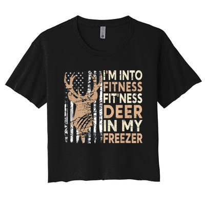 Funny IM Into Fitness FitNess Deer In My Freezer Deer Women's Crop Top Tee