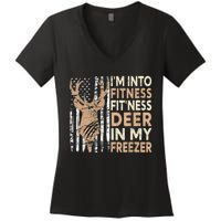 Funny IM Into Fitness FitNess Deer In My Freezer Deer Women's V-Neck T-Shirt