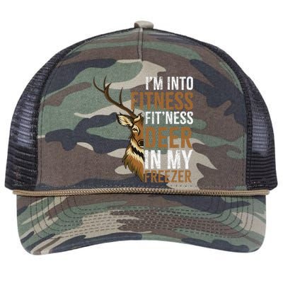 Funny IM Into Fitness FitNess Deer In My Freezer Hunting Deer Retro Rope Trucker Hat Cap