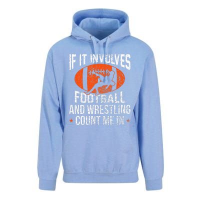 Funny If It Involves Football and Wrestling Count Me Fan  Unisex Surf Hoodie