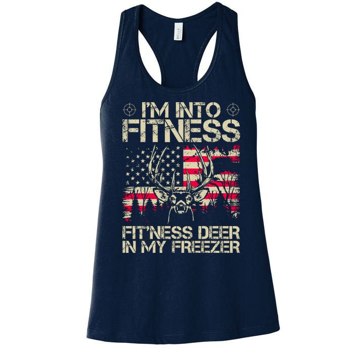 Funny I'm Into Fitness Hunting Women's Racerback Tank