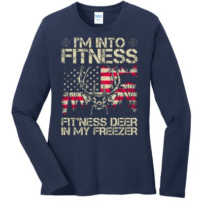 Funny I'm Into Fitness Hunting Ladies Long Sleeve Shirt