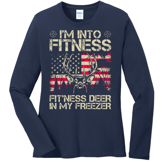 Funny I'm Into Fitness Hunting Ladies Long Sleeve Shirt