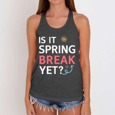 Funny Is It Spring Break Yet Floral Pattern Teacher Women's Knotted Racerback Tank