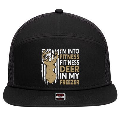 Funny IM Into Fitness FitNess Deer In My Freezer Deer 7 Panel Mesh Trucker Snapback Hat