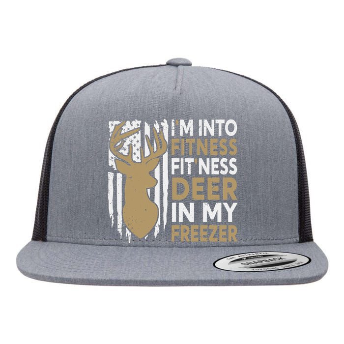 Funny IM Into Fitness FitNess Deer In My Freezer Deer Flat Bill Trucker Hat