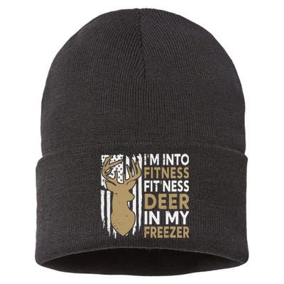 Funny IM Into Fitness FitNess Deer In My Freezer Deer Sustainable Knit Beanie